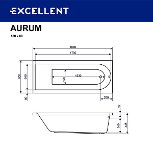 Гидромассажная ванна Excellent Aurum HYDRO 180x80 форсунки хром купить в интернет-магазине Sanbest