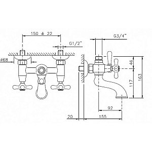 Смеситель для ванны Nicolazzi Nuova Brenta 2500GB Золото купить в интернет-магазине сантехники Sanbest