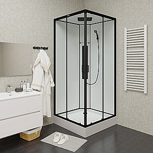 Душевая кабина Parly AMI Quadro 90х90 стекло прозрачное/профиль черный купить в интернет-магазине Sanbest