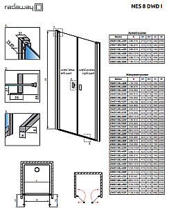 Душевая дверь Radaway Nes 8 Black DWD I 105 60+45 стекло прозрачное/профиль черный матовый купить в интернет-магазине Sanbest