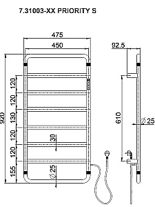 Полотенцесушитель электрический Allen Brau Priority 7.31003-GM графит брашированный купить в интернет-магазине сантехники Sanbest