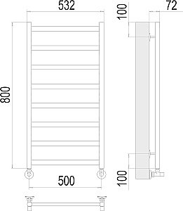 Полотенцесушитель водяной Terminus Аврора П8 500х800 купить в интернет-магазине сантехники Sanbest