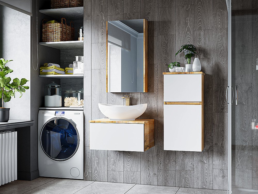 Зеркальный шкаф Misty Ива 45 П-Ива04045-01Л Дуб Вотан купить в интернет-магазине сантехники Sanbest