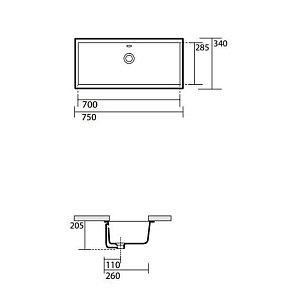 Раковина врезная Kerasan Arredo Slim 75x34 купить в интернет-магазине Sanbest