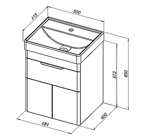 Тумба с раковиной Aquanet Ирис new 50 белый глянец для ванной в интернет-магазине Sanbest