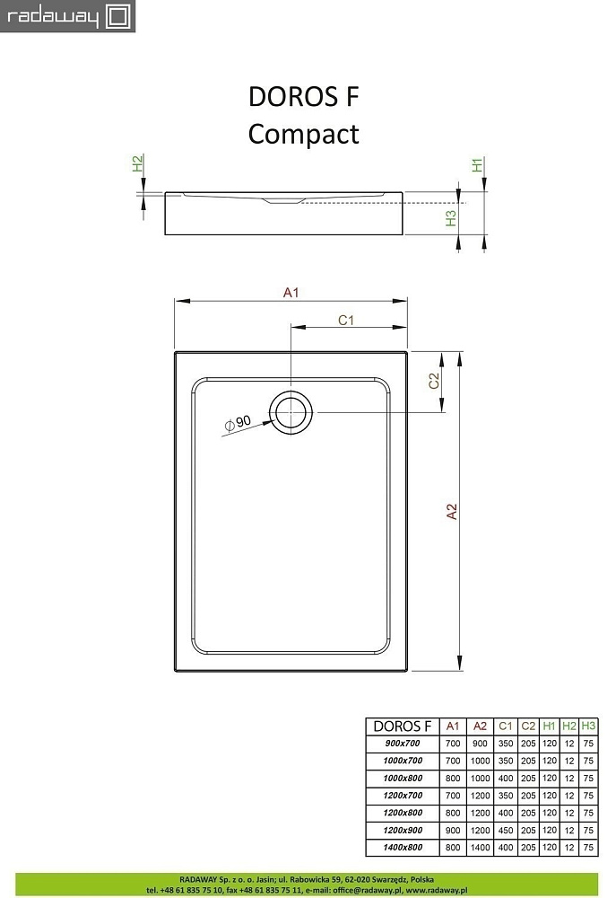 Душевой поддон Radaway Doros F Compact 120x70 купить в интернет-магазине Sanbest