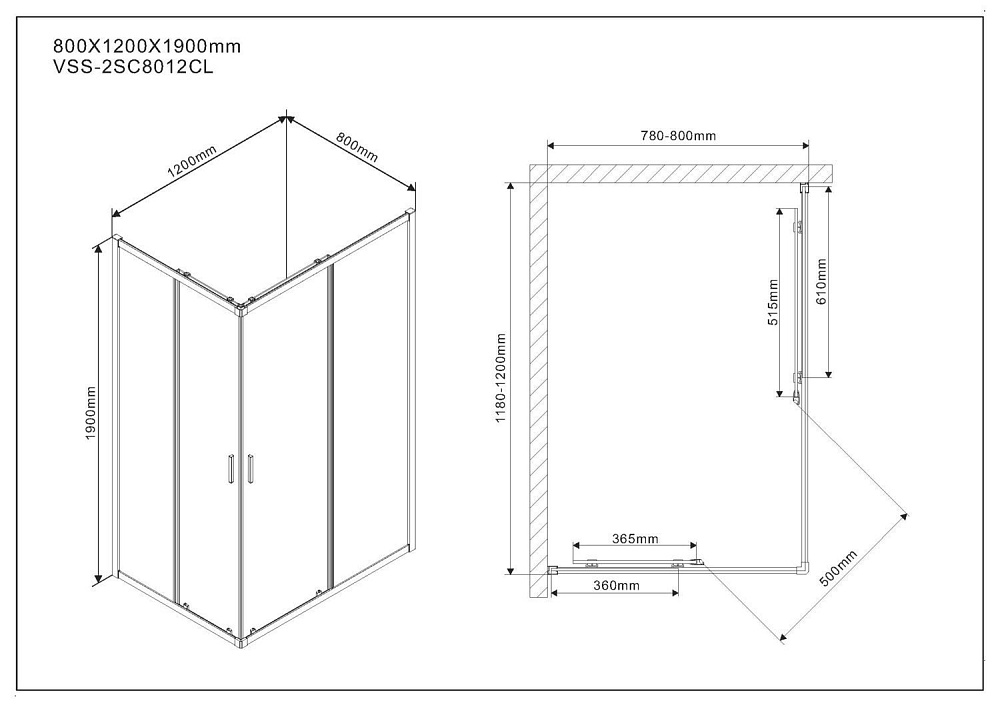 Душевой уголок Vincea Scala VSS-2SC8012CL купить в интернет-магазине Sanbest