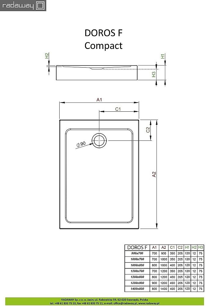 Душевой поддон Radaway Doros F Compact SDRFP1270-05 120x70 белый купить в интернет-магазине Sanbest