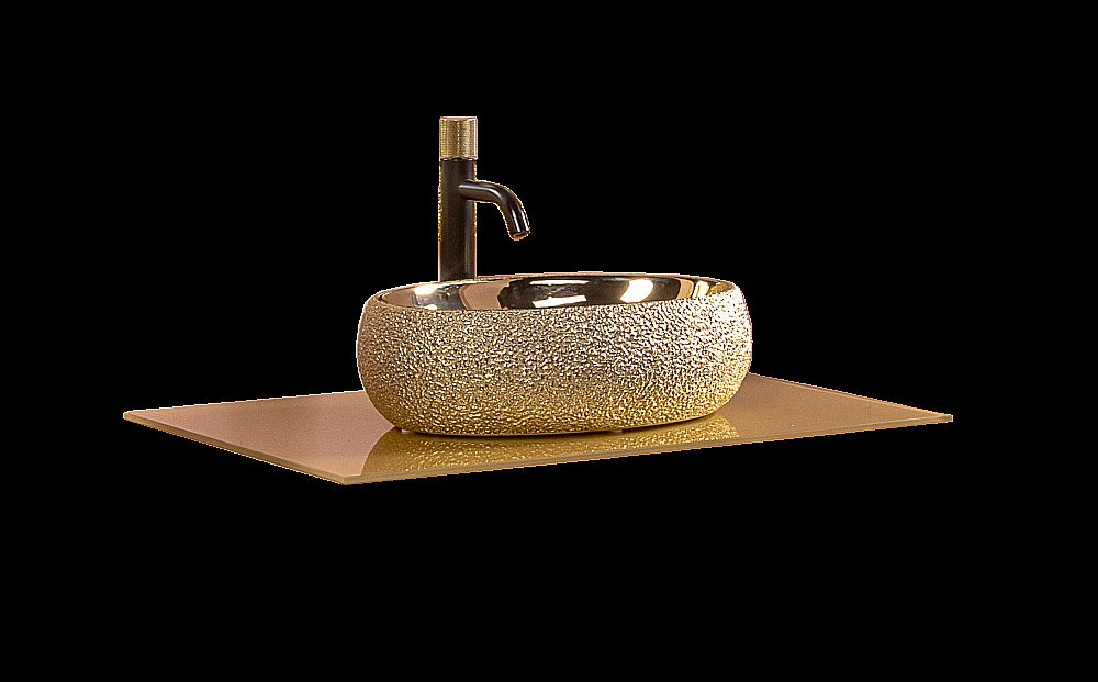 Столешница Armadi Art 853-080-G 80 стекло золото для ванной в интернет-магазине сантехники Sanbest