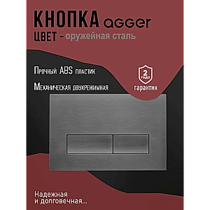 Унитаз подвесной Agger ATI12150+APB255 безободковый, смыв Торнадо, с инсталляцией, с крышкой микролифт, белый/кнопка оружейная сталь матовая купить в интернет-магазине Sanbest