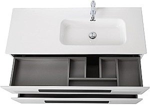 Тумба с раковиной Cezares ECO-CER-N 120 ECO-CER-N-1200-2C-SO-BL белая глянцевая левая/правая для ванной в интернет-магазине Sanbest