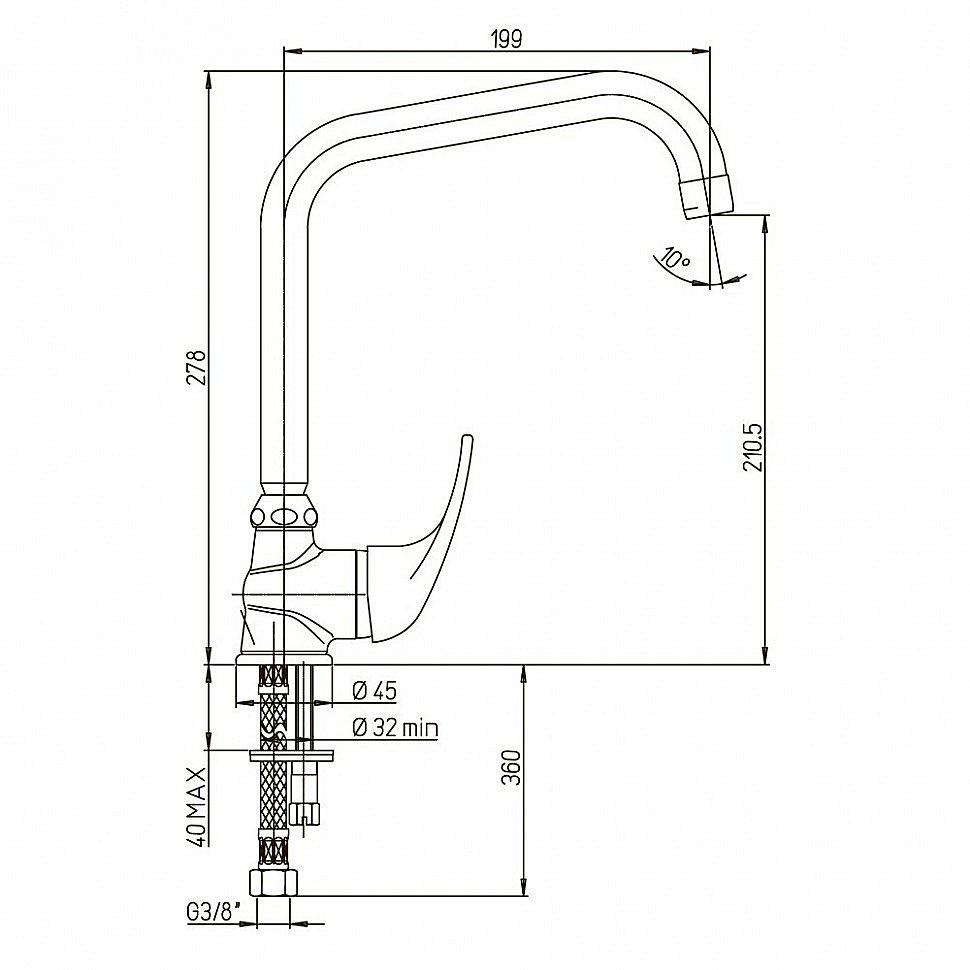 Смеситель для кухни PAINI Jolly 69CR594ZKM хром купить в интернет-магазине сантехники Sanbest