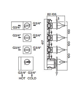 Внутренняя часть смесителя Bossini Oki/Cube Z001250000 купить в интернет-магазине сантехники Sanbest