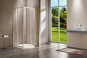 Душевой уголок Vincea Garda VSS-1G1011CLG 110x100 стекло прозрачное/профиль золото брашированное купить в интернет-магазине Sanbest