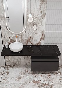 Тумба с раковиной и столешницей Armadi Art Flat 80 антрацит глянец для ванной в интернет-магазине Sanbest