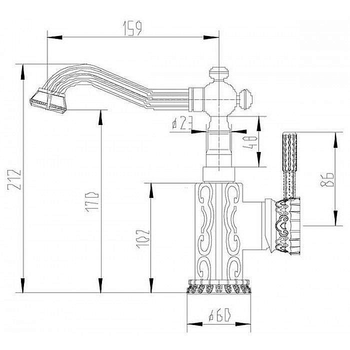 Смеситель для раковины ZORG Antic A 114U-BR купить в интернет-магазине сантехники Sanbest