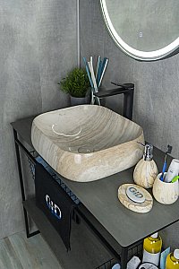 Раковина накладная Gid 45 Mnc554 54452 бежевый мрамор купить в интернет-магазине Sanbest