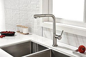 Смеситель для кухни Paulmark Neo Ne214419-BS  брашированная сталь купить в интернет-магазине сантехники Sanbest