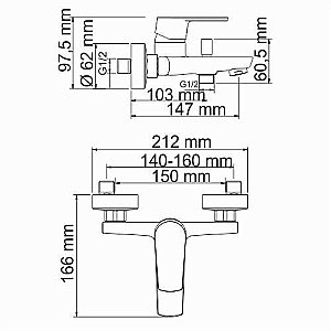 Смеситель для ванны WasserKRAFT Dill 6101 купить в интернет-магазине сантехники Sanbest