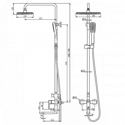 Душевая система Lemark Ursus LM7262BL купить в интернет-магазине сантехники Sanbest