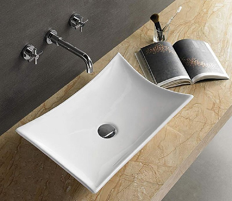 Раковина накладная Ceramalux N 57 7701B белая купить в интернет-магазине Sanbest