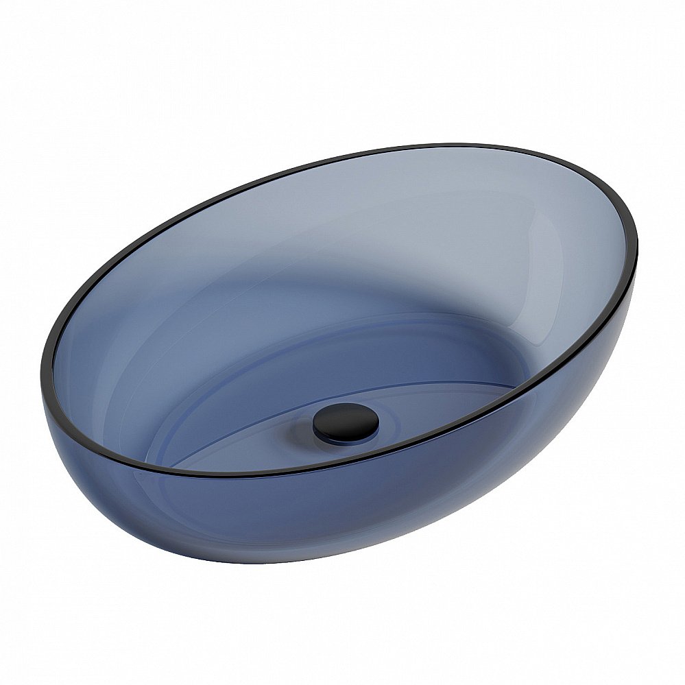 Раковина накладная прозрачная ABBER Kristall AT2801Saphir синяя купить в интернет-магазине Sanbest
