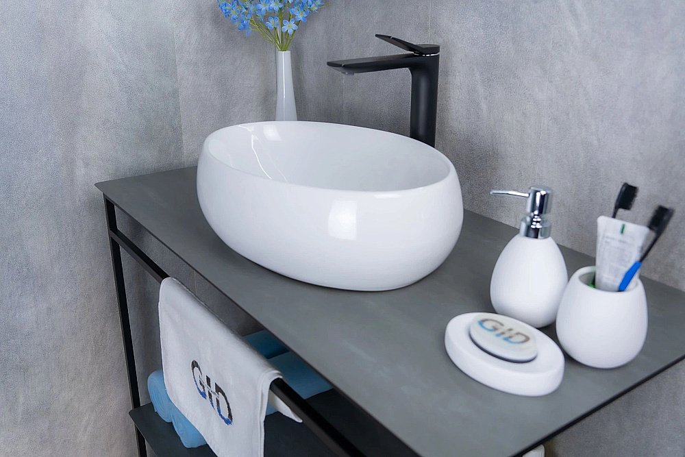 Раковина накладная Gid Lago 48 N9030b 51115 белая купить в интернет-магазине Sanbest