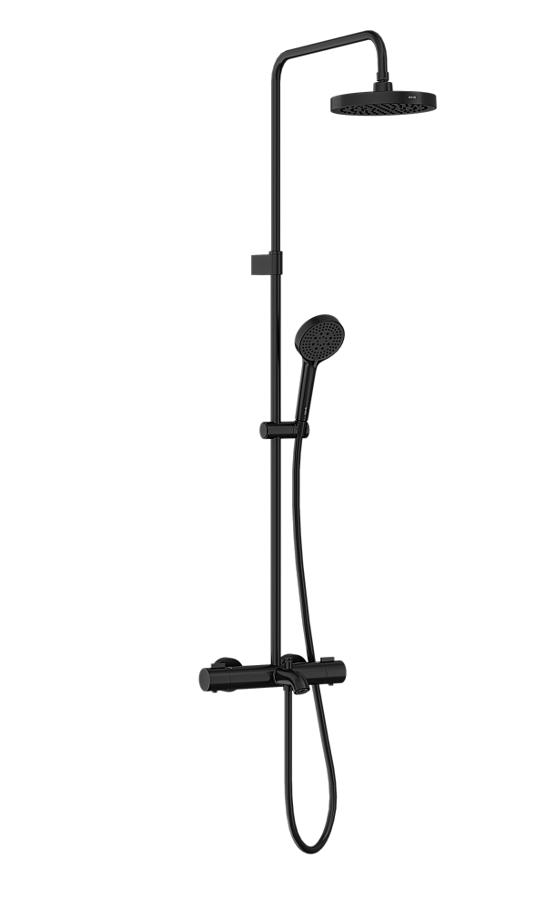 Душевая система VitrA Base Round A4730336EXP с термостатом, матовая черная купить в интернет-магазине сантехники Sanbest
