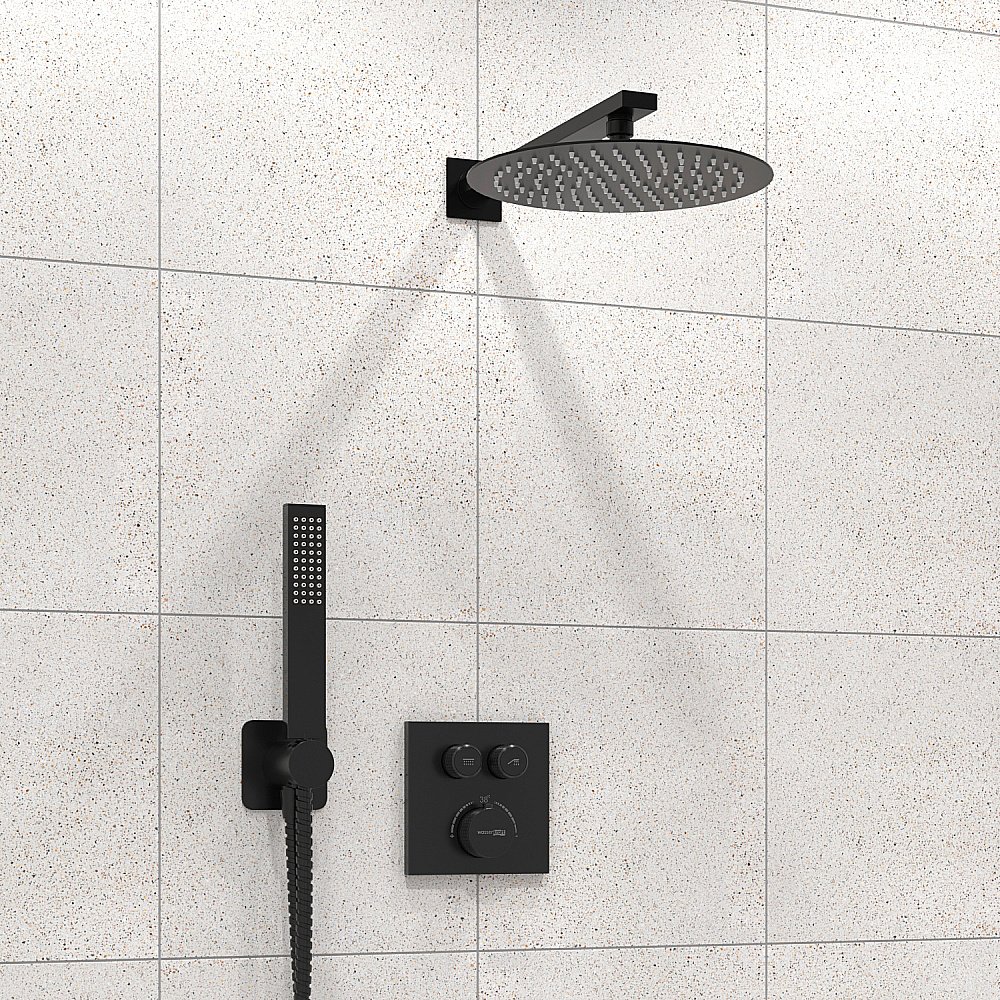 Душевая система WasserKRAFT Elbe A7448.219.258.302.240.218 Thermo черный Soft-touch купить в интернет-магазине сантехники Sanbest