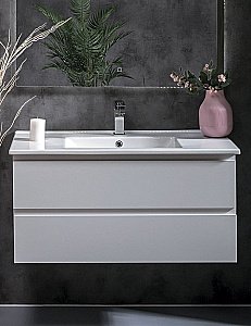 Тумба с раковиной Armadi Art Capolda 100 белая с белой ручкой для ванной в интернет-магазине Sanbest