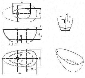 Ванна NT Bagno Petalo NT312 150х75 белая матовая купить в интернет-магазине Sanbest