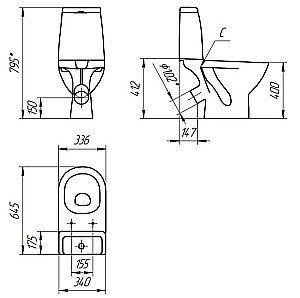 Унитаз Cersanit Granta 030/031 с бачком купить в интернет-магазине Sanbest