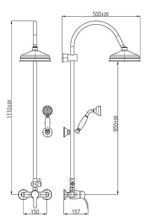 Душевая система Rav-Slezak LABE L081.5/3 хром купить в интернет-магазине сантехники Sanbest