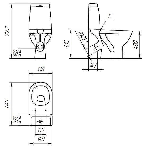 Унитаз Cersanit Granta 030/031 с бачком купить в интернет-магазине Sanbest