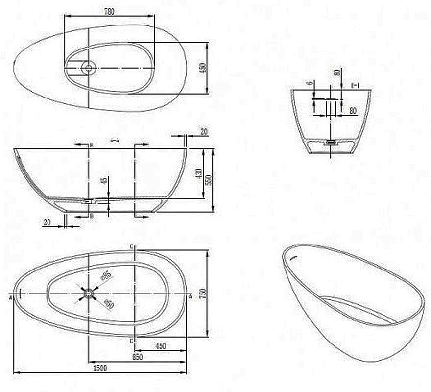 Ванна NT Bagno Petalo NT312 150х75 белая матовая купить в интернет-магазине Sanbest