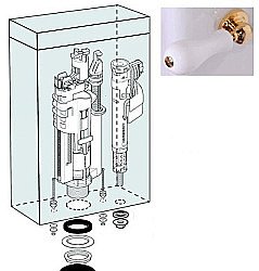 Механизм слива NEW с боковой ручкой (установка справа), для бачка моноблок 4179/1071 Kerasan Waldorf 756991, золото купить в интернет-магазине сантехники Sanbest