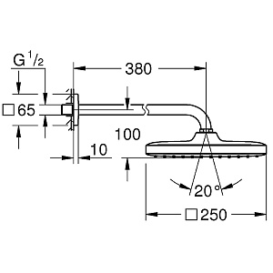 Верхний душ Grohe Tempesta Cube 250 26682000 хром купить в интернет-магазине сантехники Sanbest