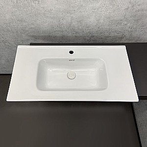 Тумба с раковиной Comforty Клеон 00-00004757 90Н белый/дуб дымчатый для ванной в интернет-магазине Sanbest