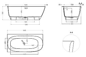 Ванна Salini Sofia Corner L S-Stone 170x85 102525MF RAL матовая купить в интернет-магазине Sanbest