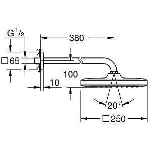 Верхний душ Grohe Tempesta Cube 250 26682000 хром купить в интернет-магазине сантехники Sanbest
