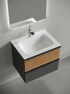 Тумба с раковиной Sancos DELTA DL60GR 60 дуб красный/графит для ванной в интернет-магазине Sanbest