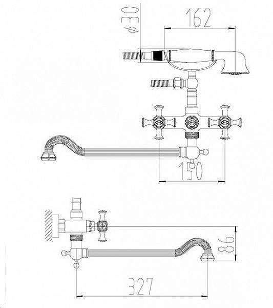 Смеситель для ванны Zorg Antic A 7001WDN-BR купить в интернет-магазине сантехники Sanbest