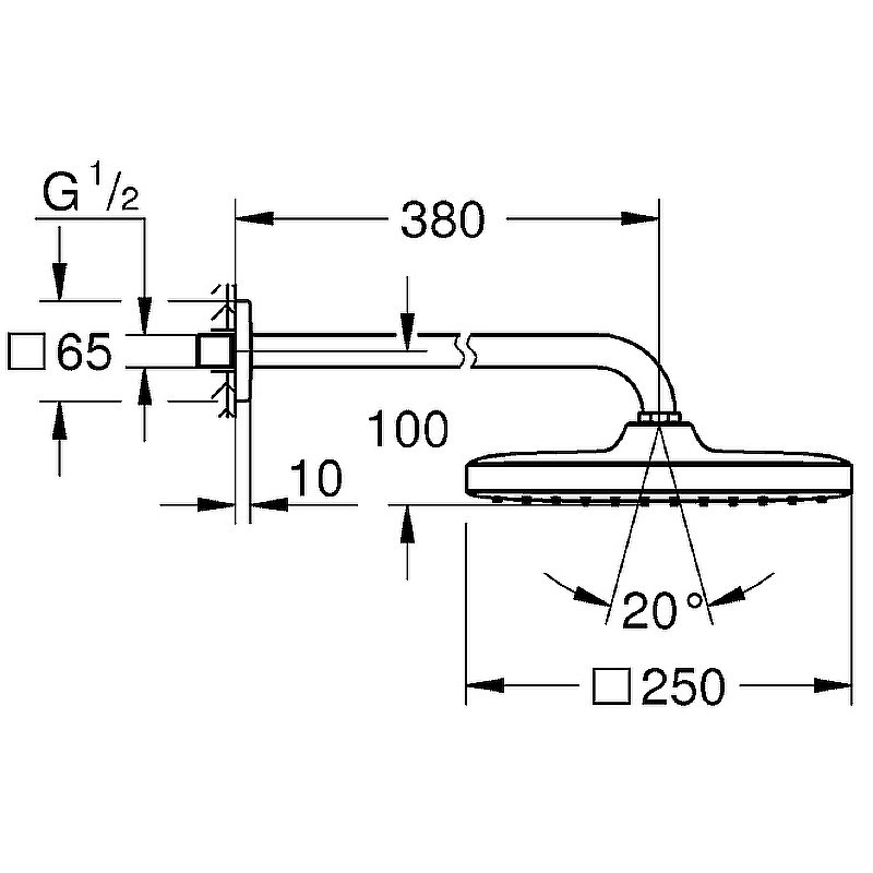 Верхний душ Grohe Tempesta Cube 250 26682000 хром купить в интернет-магазине сантехники Sanbest