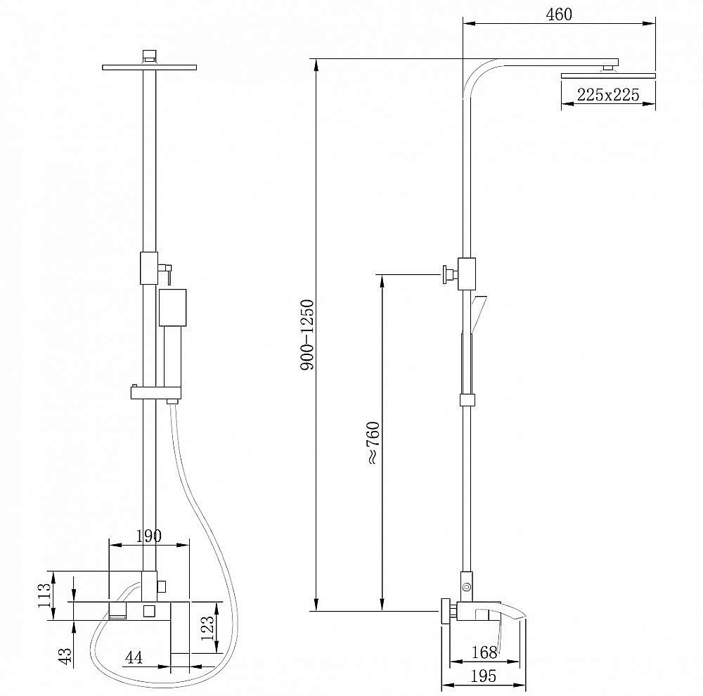 Душевая система ABBER Wasserfall AF8616 хром купить в интернет-магазине сантехники Sanbest