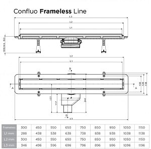 Душевой трап Pestan Confluo Frameless Line White Glass 550 купить в интернет-магазине Sanbest