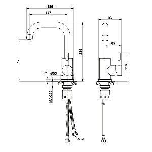 Смеситель для раковины Olive's BALEAR 13105BLB черный купить в интернет-магазине сантехники Sanbest