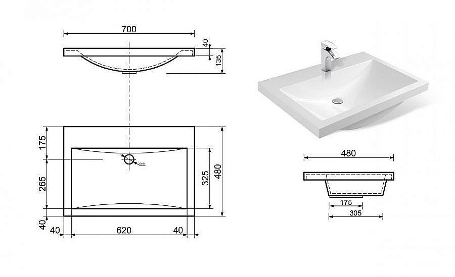 Тумба с раковиной подвесная Эстет Monaсo 70 для ванной в интернет-магазине Sanbest