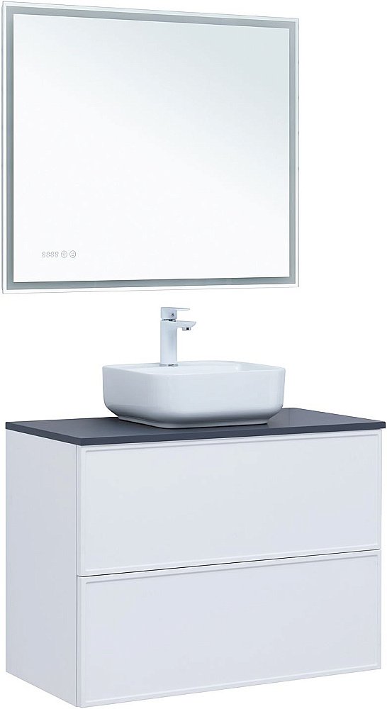Тумба с раковиной Aquanet Арт 90 белая матовая для ванной в интернет-магазине Sanbest