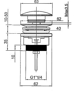 Донный клапан Ganzer F09 хром купить в интернет-магазине сантехники Sanbest