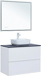 Тумба с раковиной Aquanet Арт 90 белая матовая для ванной в интернет-магазине Sanbest